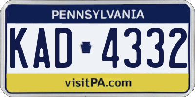 PA license plate KAD4332