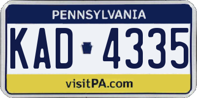 PA license plate KAD4335