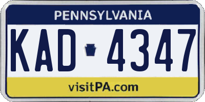 PA license plate KAD4347