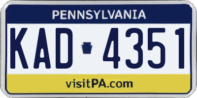 PA license plate KAD4351