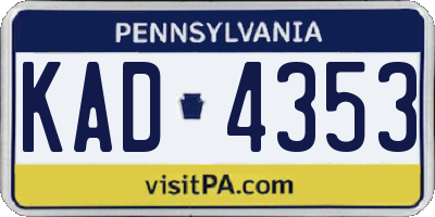 PA license plate KAD4353