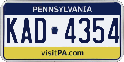 PA license plate KAD4354