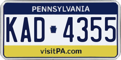 PA license plate KAD4355
