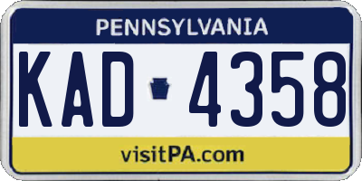 PA license plate KAD4358