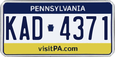 PA license plate KAD4371