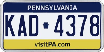 PA license plate KAD4378