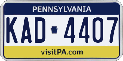 PA license plate KAD4407