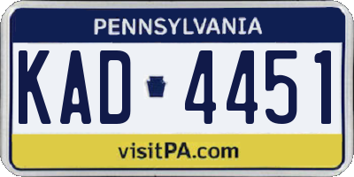 PA license plate KAD4451