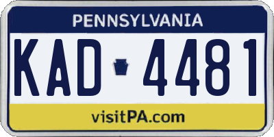 PA license plate KAD4481