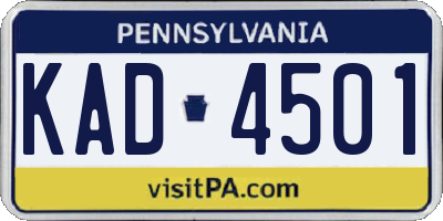 PA license plate KAD4501