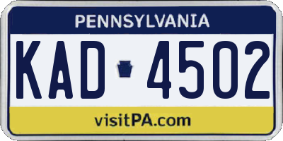 PA license plate KAD4502