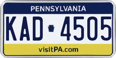 PA license plate KAD4505