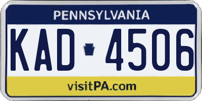 PA license plate KAD4506