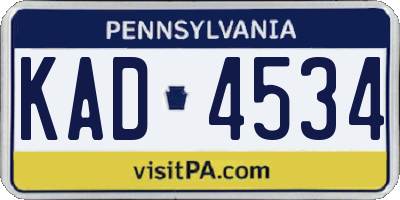 PA license plate KAD4534