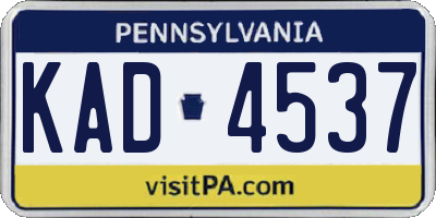 PA license plate KAD4537