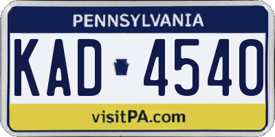 PA license plate KAD4540