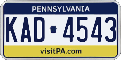 PA license plate KAD4543