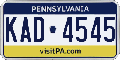 PA license plate KAD4545