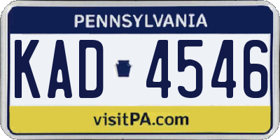PA license plate KAD4546