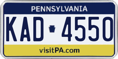 PA license plate KAD4550