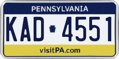 PA license plate KAD4551