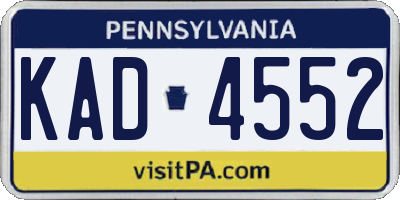 PA license plate KAD4552