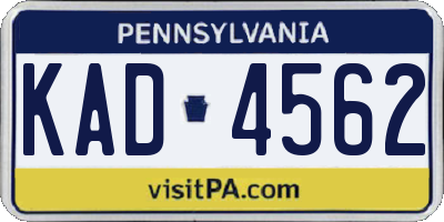 PA license plate KAD4562