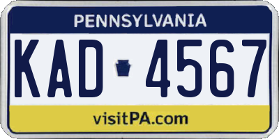 PA license plate KAD4567