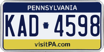PA license plate KAD4598
