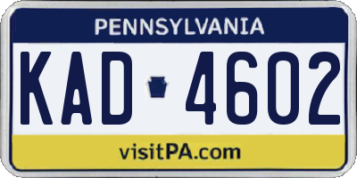 PA license plate KAD4602