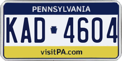 PA license plate KAD4604