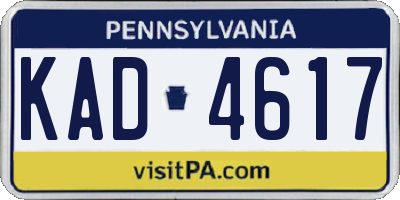 PA license plate KAD4617
