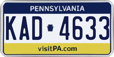 PA license plate KAD4633