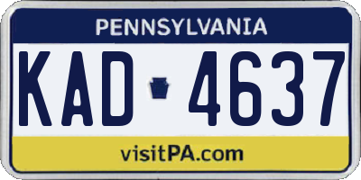 PA license plate KAD4637