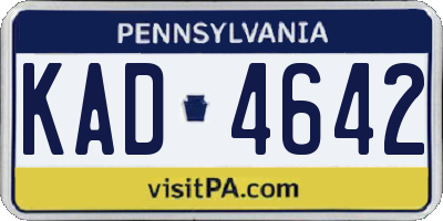 PA license plate KAD4642