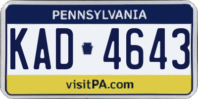 PA license plate KAD4643