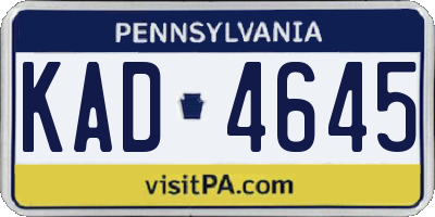 PA license plate KAD4645
