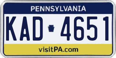 PA license plate KAD4651