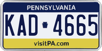PA license plate KAD4665