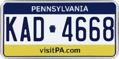 PA license plate KAD4668