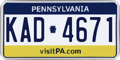 PA license plate KAD4671