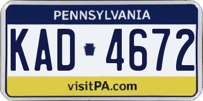 PA license plate KAD4672