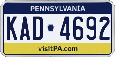 PA license plate KAD4692