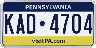 PA license plate KAD4704