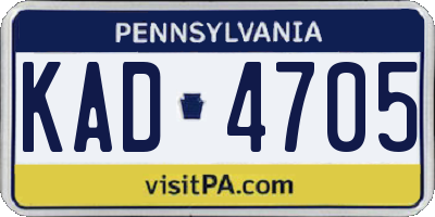 PA license plate KAD4705