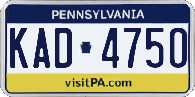 PA license plate KAD4750