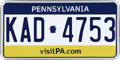 PA license plate KAD4753
