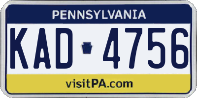 PA license plate KAD4756