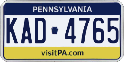 PA license plate KAD4765