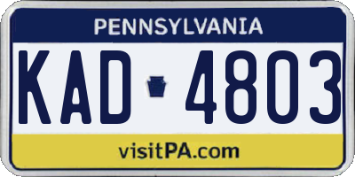 PA license plate KAD4803